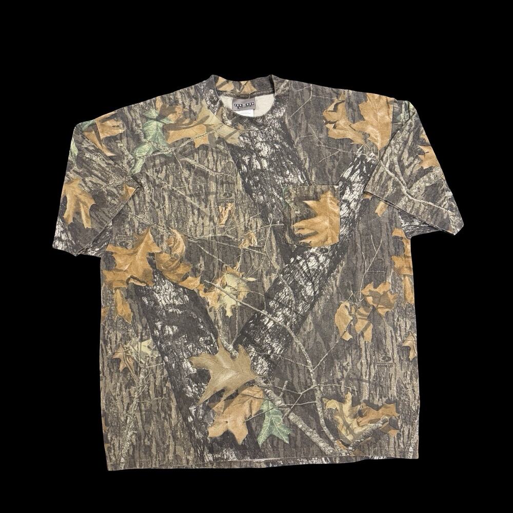 Vintage Mossy Oak Camo Pocket T Shirt Tree Camo Hunting Tee Mens XL